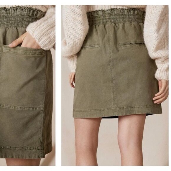 Anthropologie LINEN Blend Moss Green Utility Mini Skirt Size XL - Picture 5 of 16